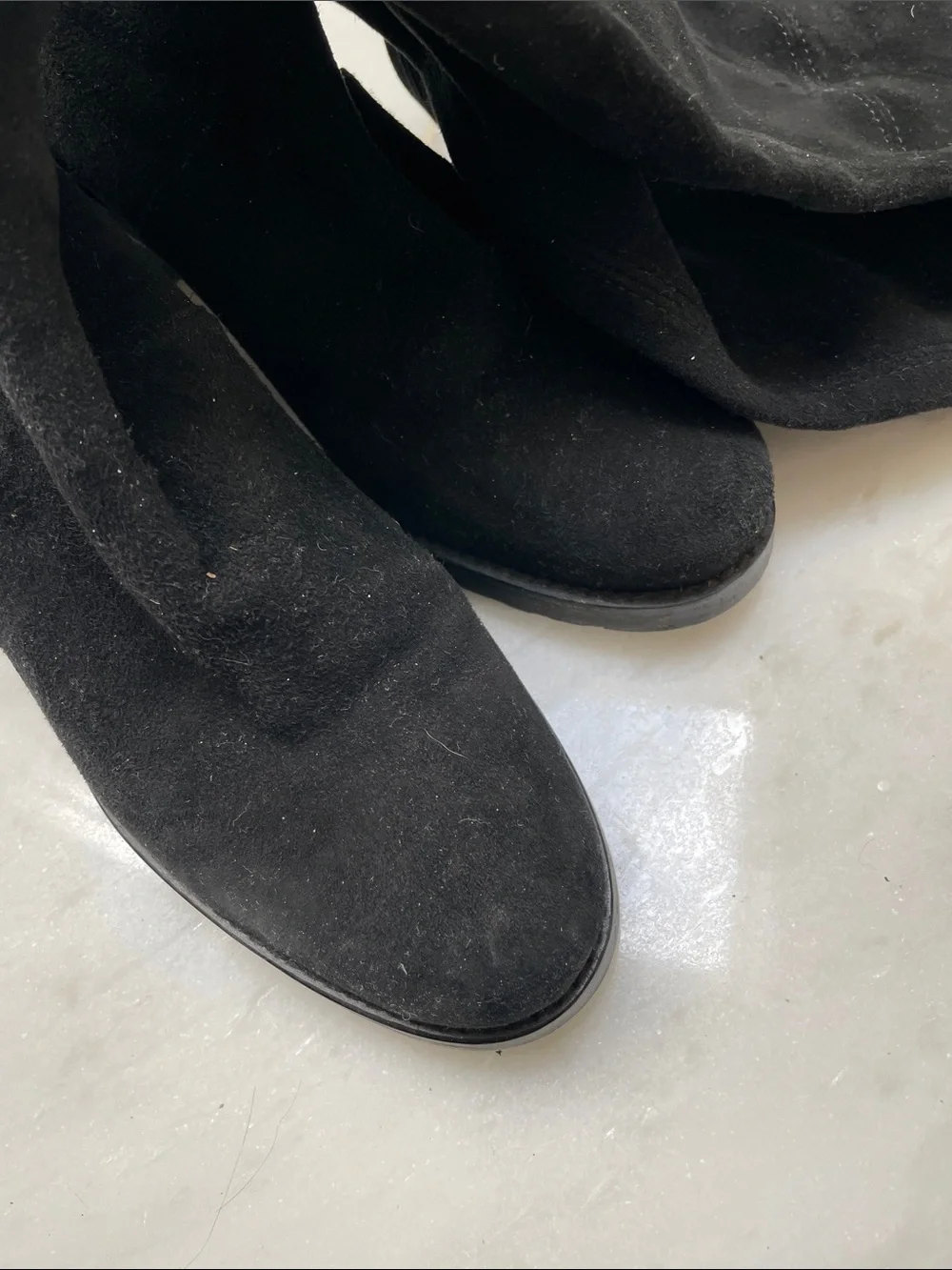 Stuart Weitzman Black Over-the-Knee Suede Block Heel Boots